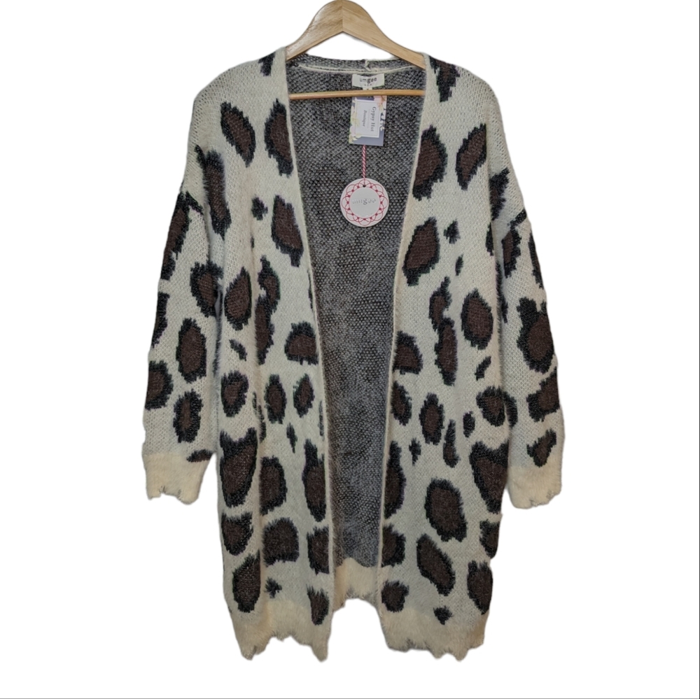 Umgee Animal Print Women's Cardigan Sweater Size Medium